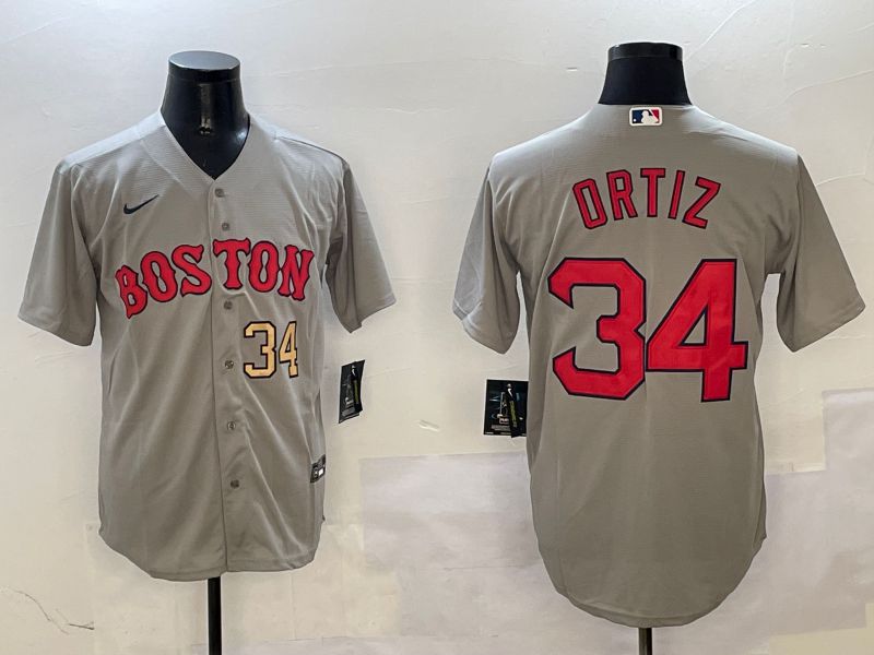 Men Boston Red Sox #34 Ortiz Grey Game 2025 Nike MLB Jersey style 2
